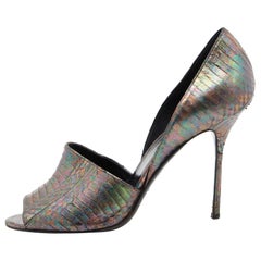 Pierre Hardy escarpins à bout ouvert en cuir serpent multicolore holographique, taille 39,5