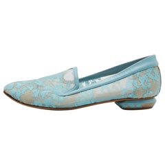 Nicholas Kirkwood Bailarinas de encaje y piel azul Casati Talla 37