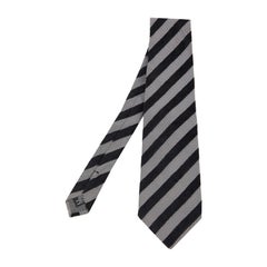 Gianfranco Ferre Corbata Jacquard Rayas Diagonales Gris y Negro
