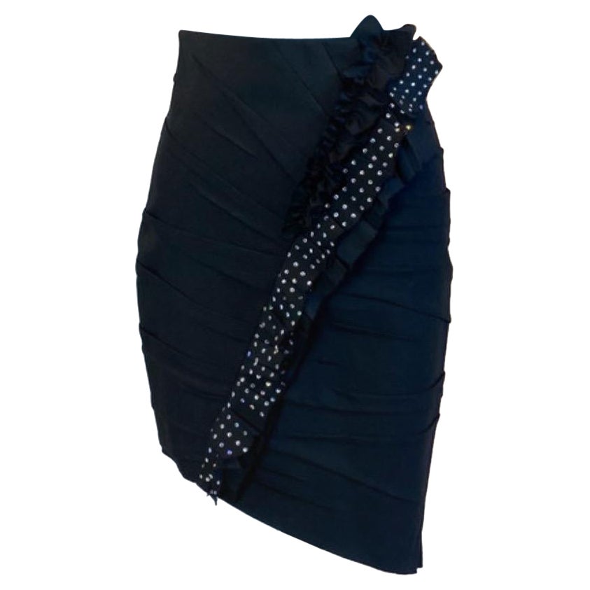 Saint Laurent 2017 asymmetrical skirt in black wool For Sale