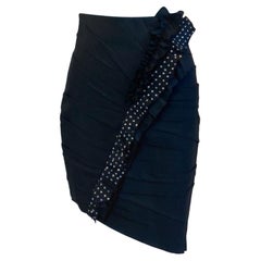 Falda asimétrica Saint Laurent 2017 de lana negra