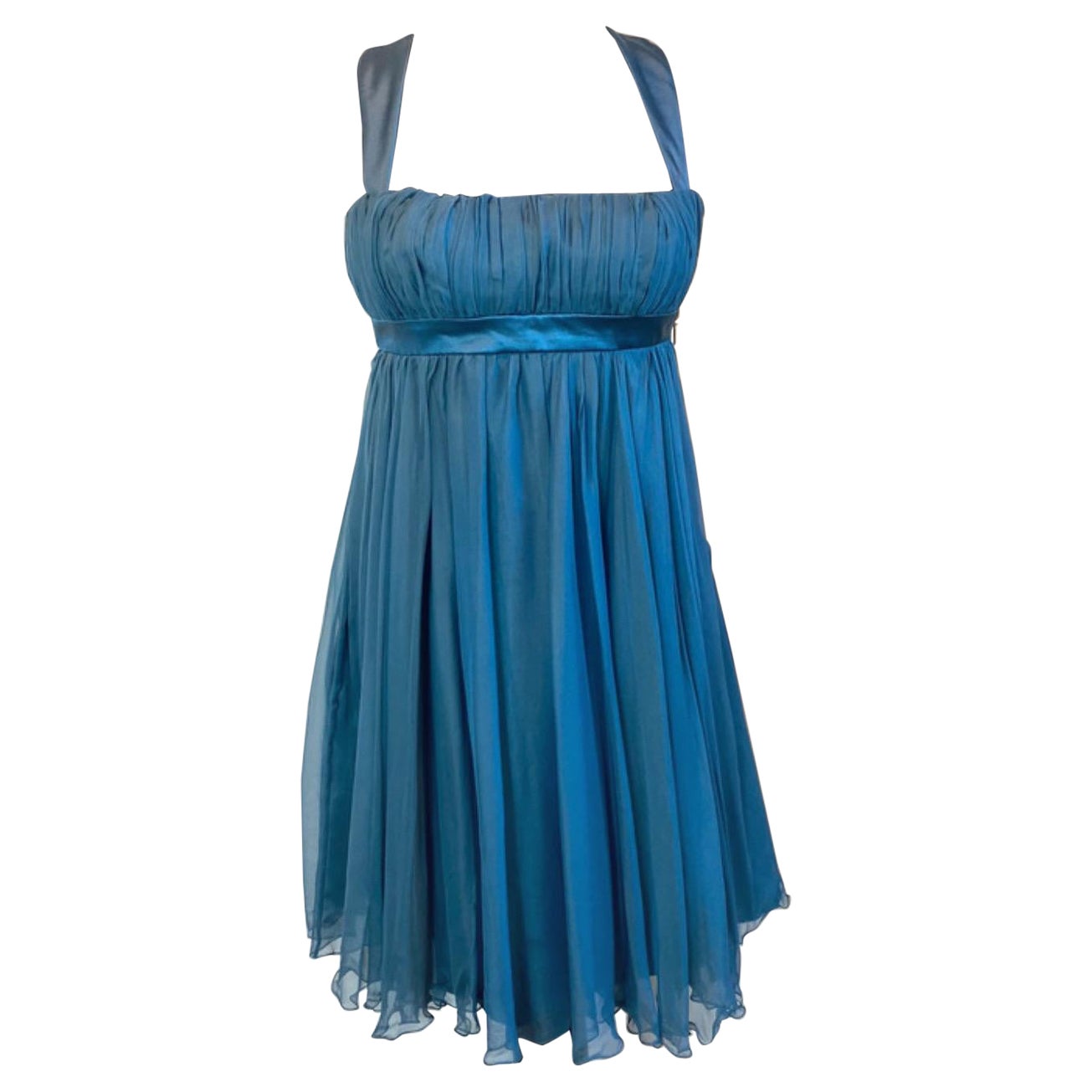 Versace dress in baby blue silk. For Sale