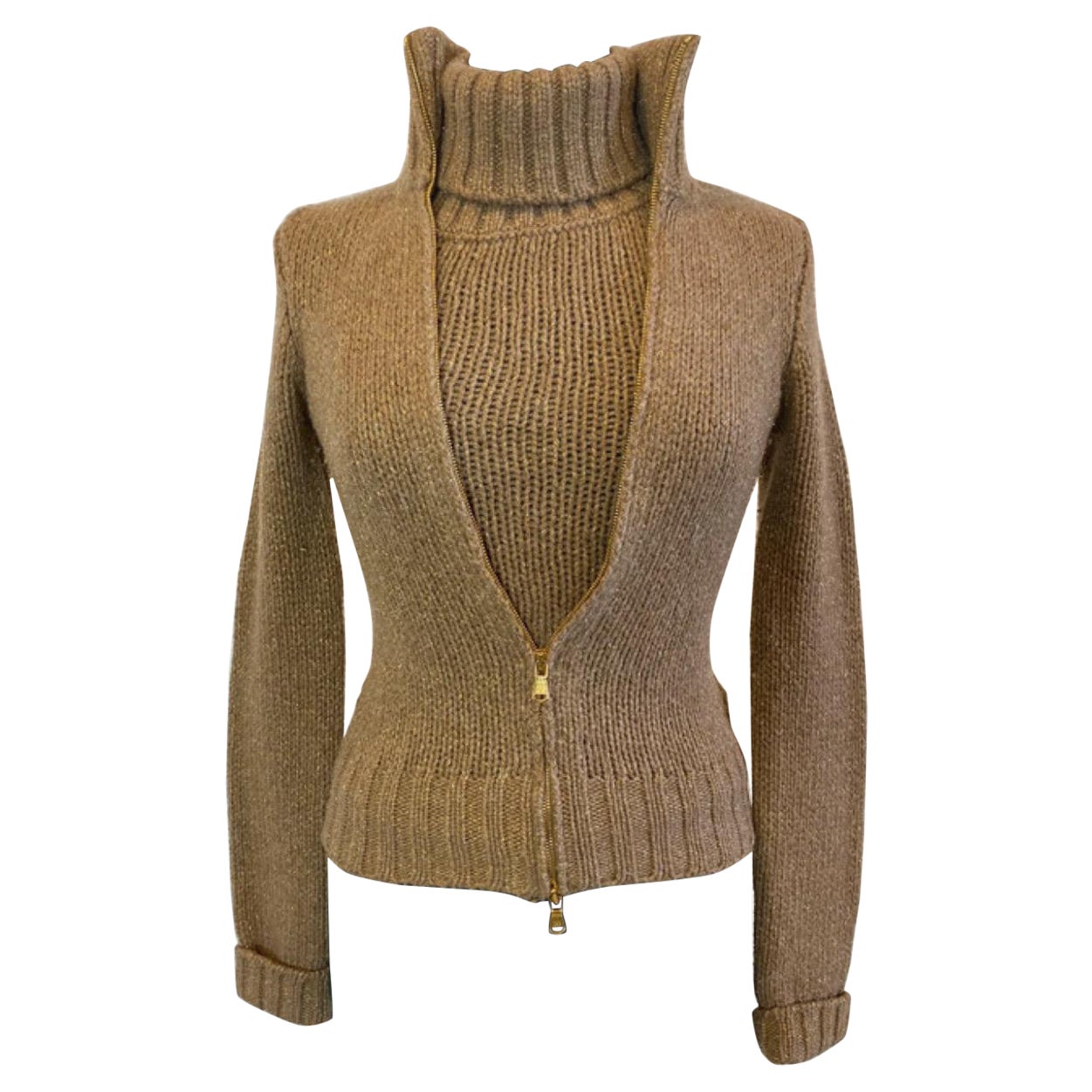 Sweet and gabbana twin-set in camel-colored lurex wool. For Sale