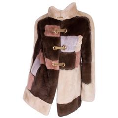 Emilio Pucci Rabbit Fur Coat - brown/beige/gray/pale pink 