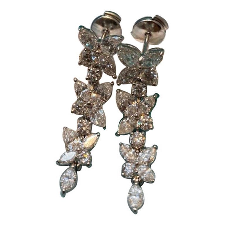 Tiffany Co Victoria Drop earrings mixed cluster