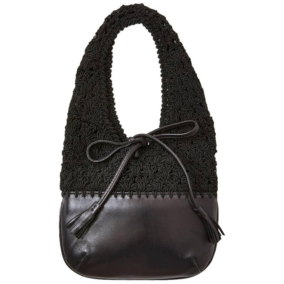 Ferragamo Leather and Crochet "Market" Bag