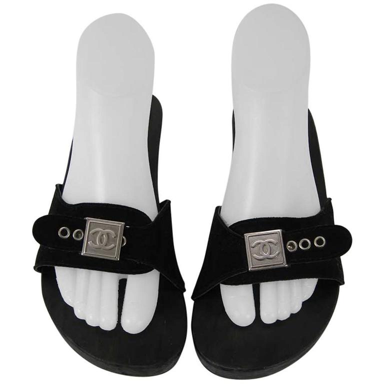 Chanel Studded Monogram Clog Sandals Size 39 at 1stDibs