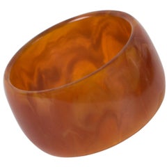 Bracelet jonc en bakélite rouge ambre thé