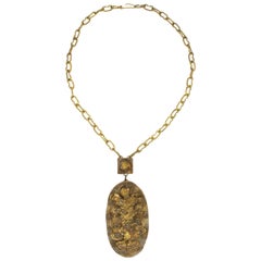 Henry Perichon Bronzekette Halskette mit Talosel-Juwelen-Medaillon mit Medaillon