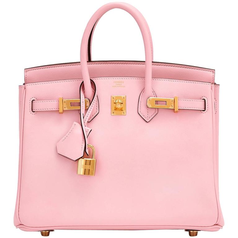 Hermes Rose Sakura Baby Birkin 25cm Swift Gold Hardware