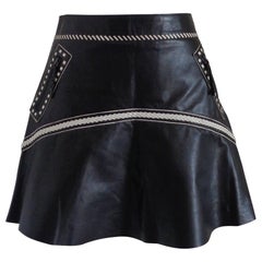 Roberto Cavalli Black Cream Leather Skirt NWOT