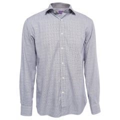 Ralph Lauren - Chemise à carreaux bleu marine, boutonnée sur le devant, à manches complètes L