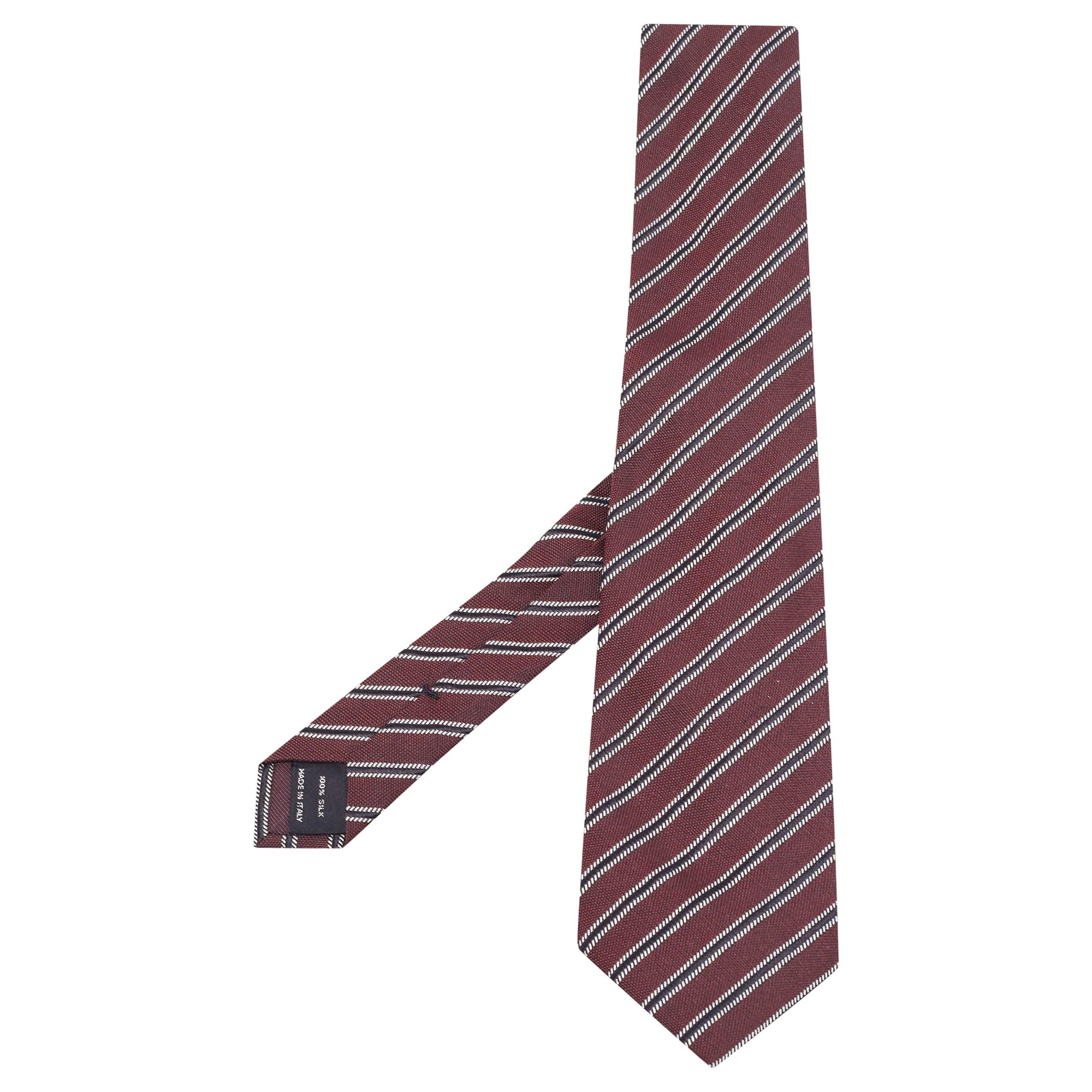 Tom Ford Brown Diagonal Stripe Patterned Silk Tie