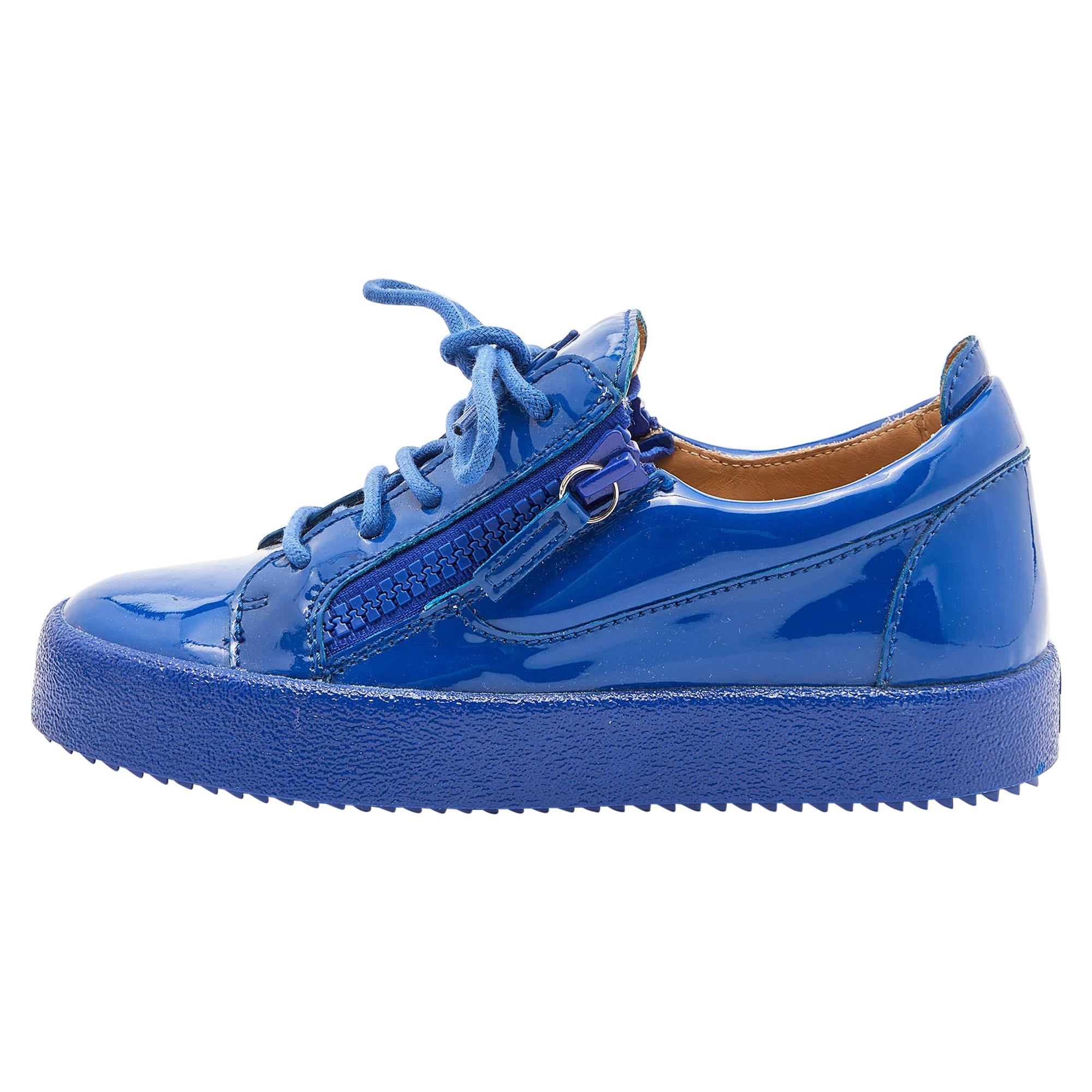 Giuseppe Zanotti Blu Patent Leather Donna Low Top Sneakers Taglia 36 in vendita