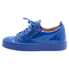 Giuseppe Zanotti Blu Patent Leather Donna Low Top Sneakers Taglia 36