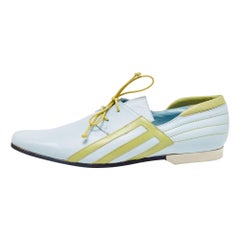 Etro Oxfords en cuir vert/bleu avec dentelle, taille 39