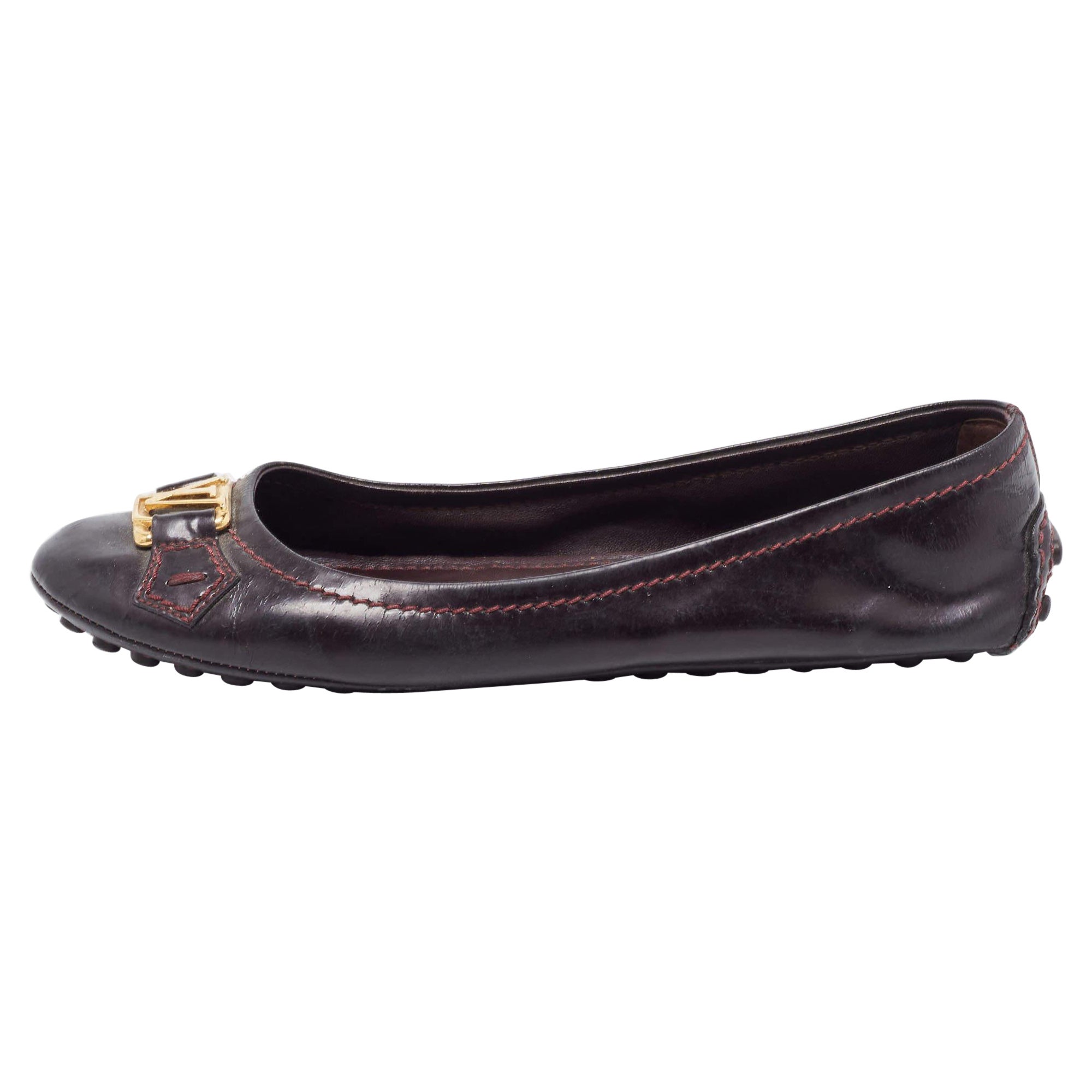 Louis Vuitton Burgundy Patent Oxford Loafers Size 37