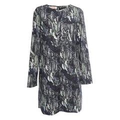 Marni Black Printed Cotton Full Sleeve Short Dress M