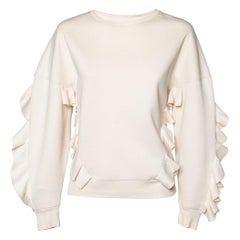 Stella McCartney - Felpa con balze in maglia di cotone color panna S