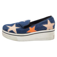 Stella McCartney Denim & Leder Binx Star Plateau Slip On Turnschuhe Größe 38