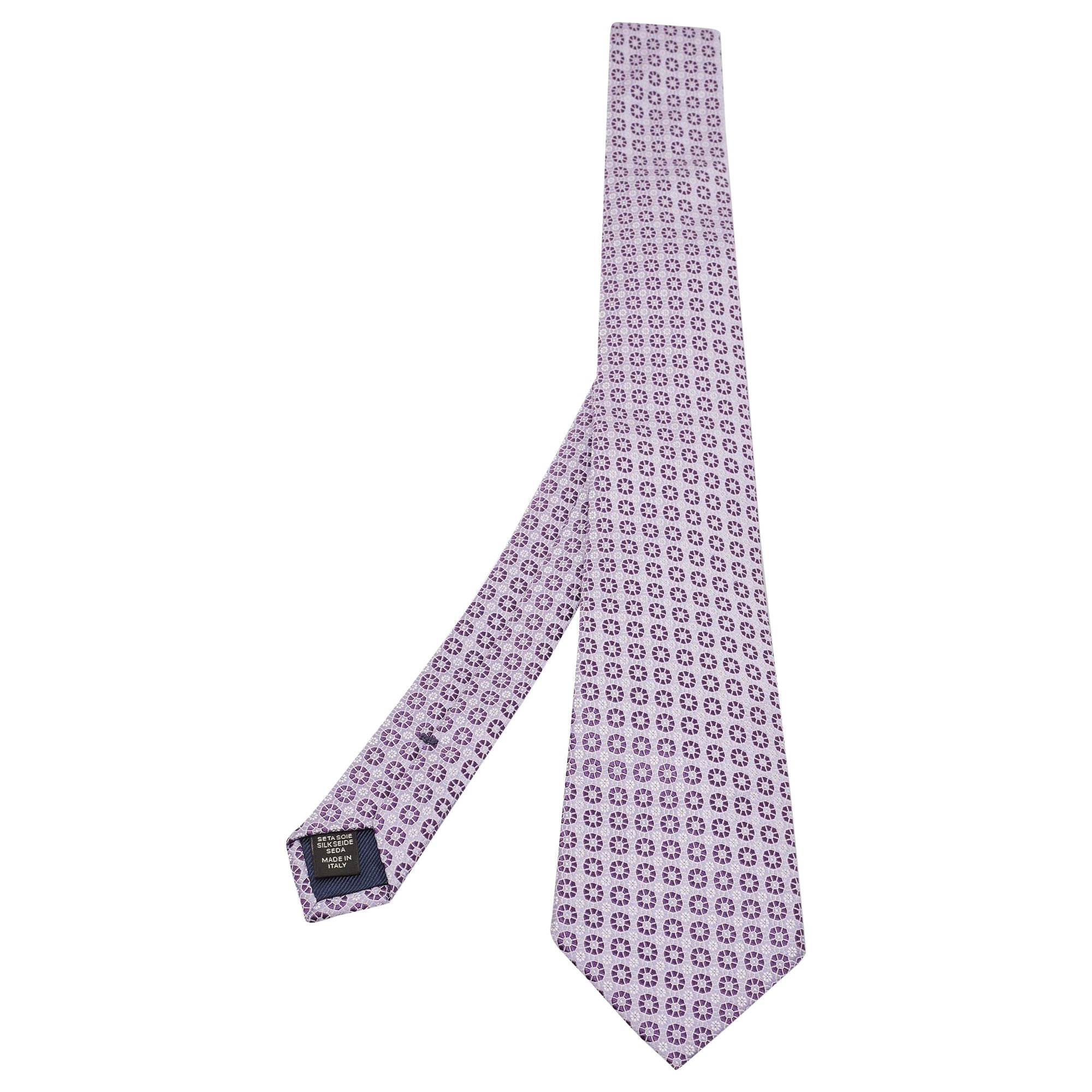 Ermenegildo Zegna Purple Jacquard Silk Tie