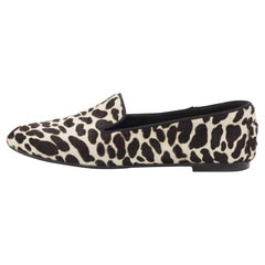 Tod's Black/White Leopard Print Calf Hair Smoking Slippers Size 36.5