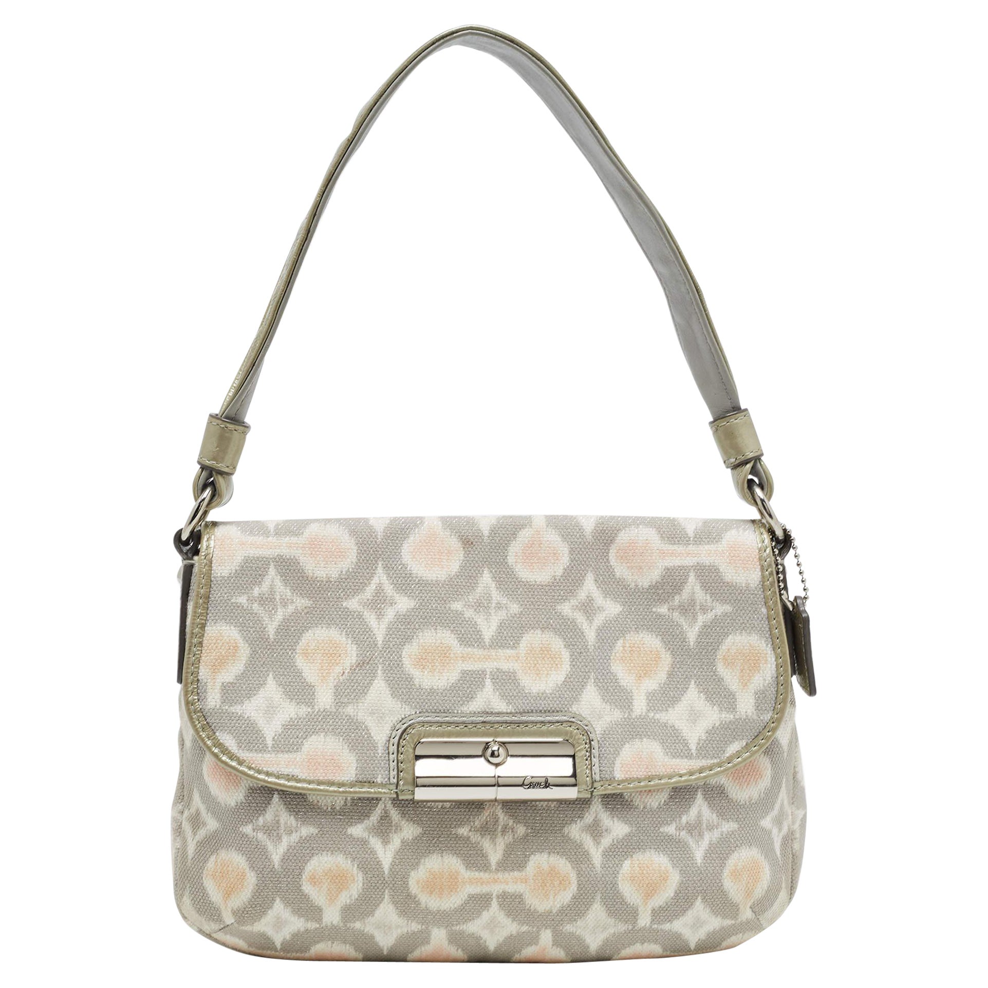 Coach Grey/Multicolor Signature Canvas Op Art Kristin Shoulder Bag For Sale