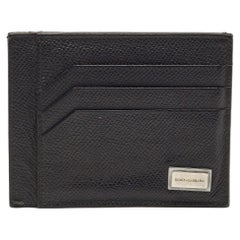 Dolce und Gabbana 6CC Kartenetui aus schwarzem Leder