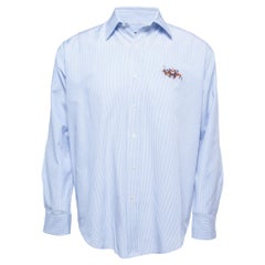 Ralph Lauren Blue Striped Cotton Button Down Full Sleeve Classic Fit Shirt M