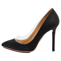 Charlotte Olympia Black Satin Party Monroe Pumps Size 36.5