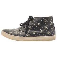Dolce & Gabbana Skull & Cross Bone Print Coated Canvas High Top Sneakers Size 43