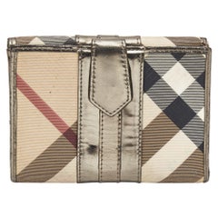 Burberry Metallic/Beige Housecheck PVC and Patent Leather French Wallet