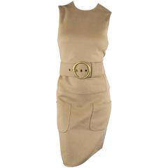 MICHAEL KORS Size 4 Camel Virgin Wool / Angora Sleeveless Shirft Dress 2