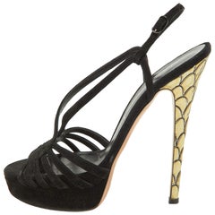 Casadei Sandalias de tiras con plataforma de ante negro Talla 37.5