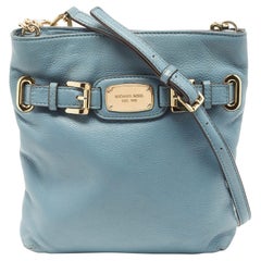 Michael Kors Blue Leather Hamilton Crossbody Bag