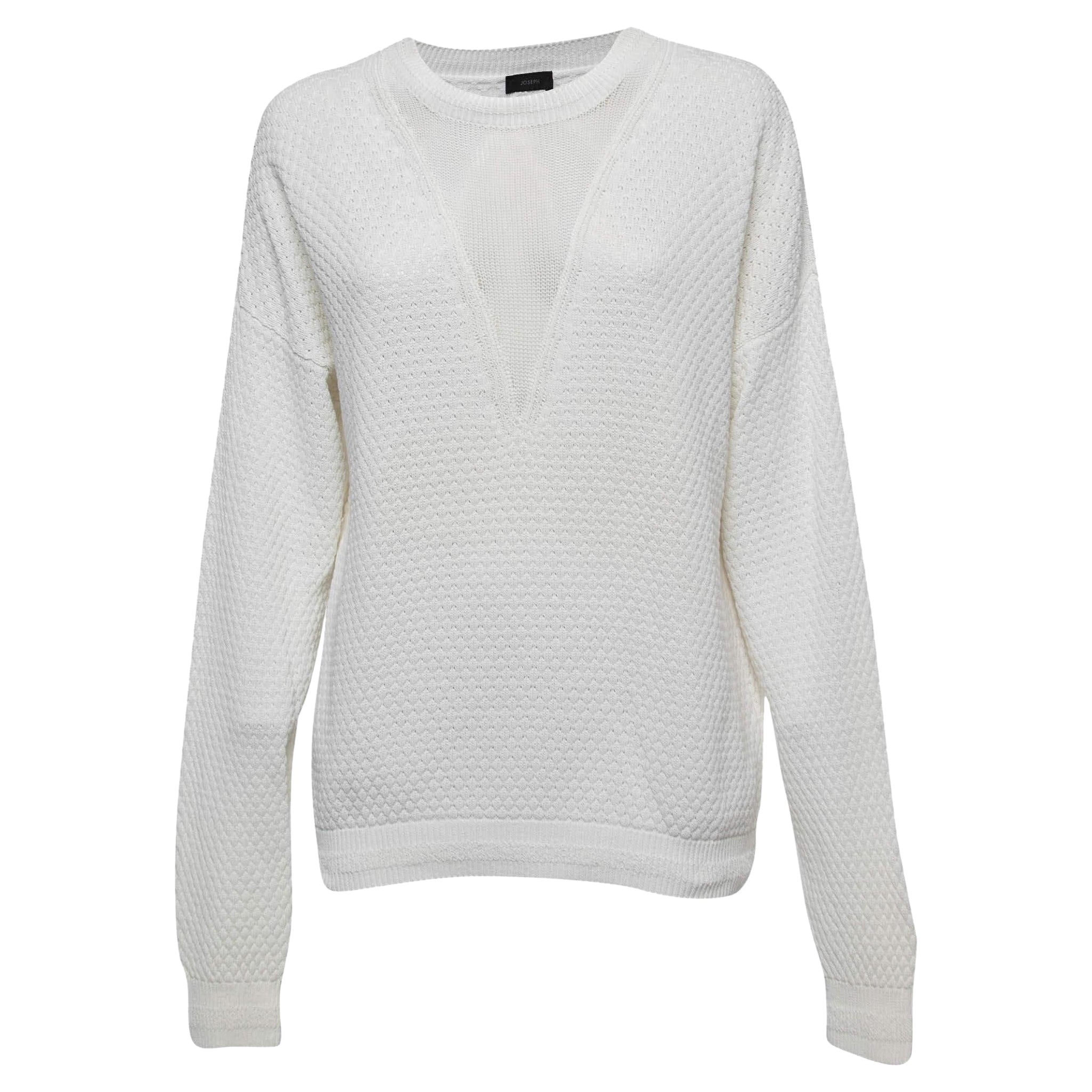 Joseph Pullover aus cremefarbener Baumwollmischung XL