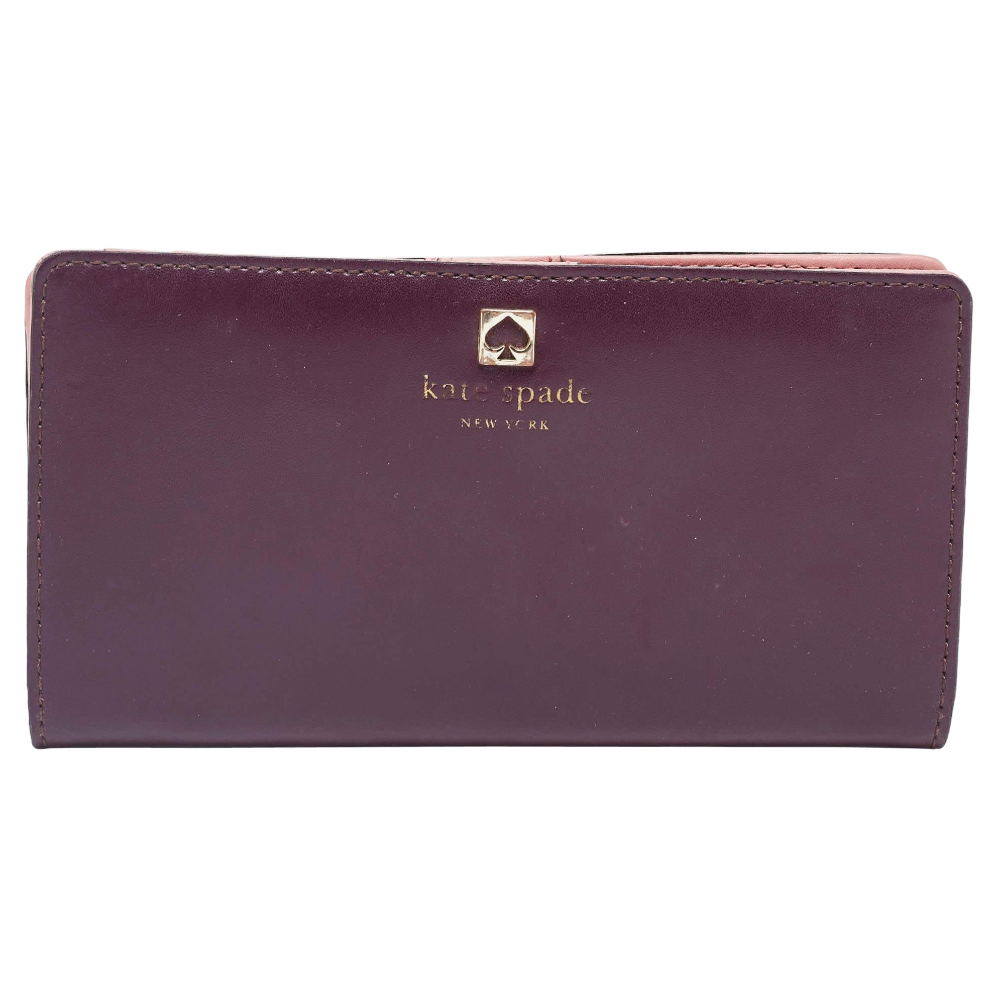 Kate Spade Purple/Pink Leather Adel Bifold Wallet For Sale