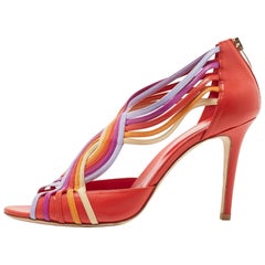 Sergio Rossi Multicolor Leather Strappy Sandals Size 40.5