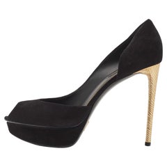 Louis Vuitton Black Suede D'orsay Peep Toe Pumps Size 39