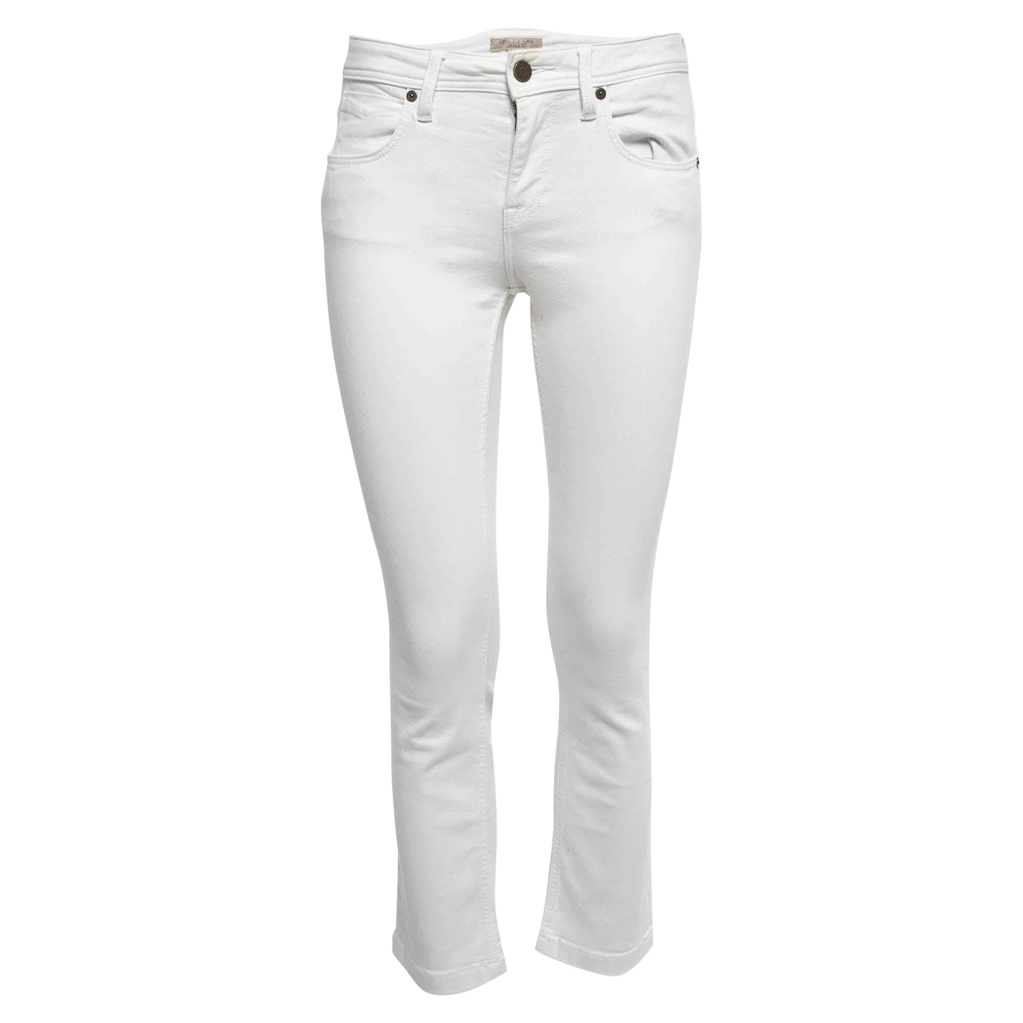 Burberry Brit White Denim Alperton Cropped Jeans S Waist 27" For Sale