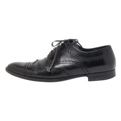 Dolce & Gabbana Brogue negro Derby de cuero con cordones Talla 41