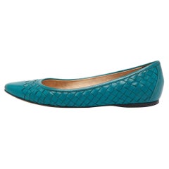 Bottega Veneta Ballerines vertes Intrecciato en cuir Taille 37,5