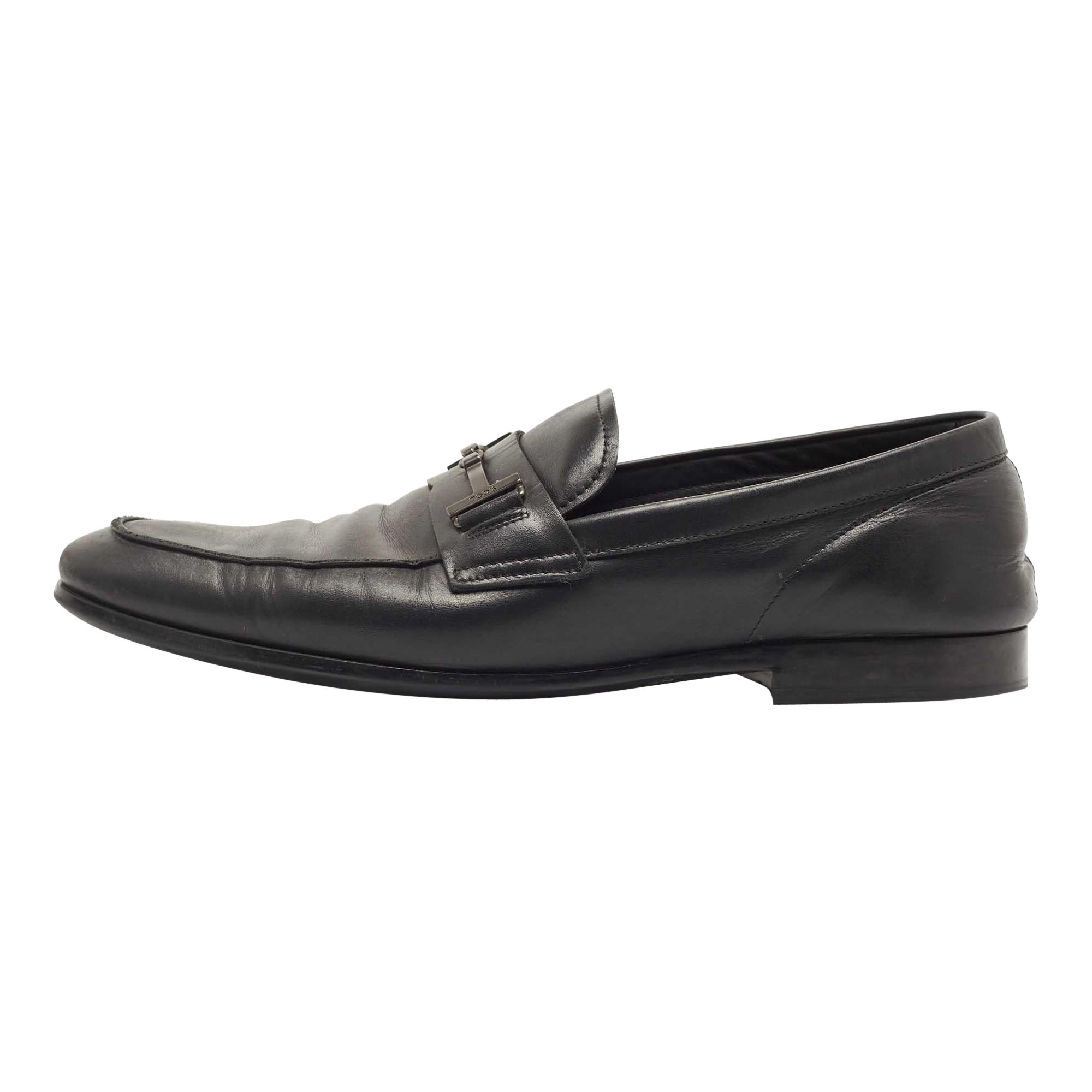 Tod's Black Leather Slip On Loafers Size 44.5 For Sale