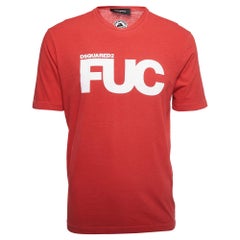 Dsquared2 Red Logo Cotton Crew Neck Half Sleeve T-Shirt M.
