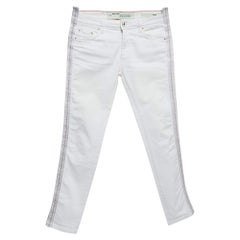 Off-White White Denim Logo Tape Detail Skinny Jeans S Waist 26" (Cintura 26")