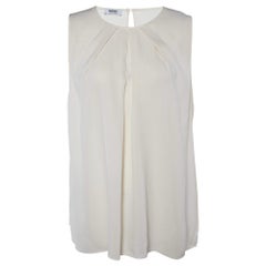 Moschino Cheap and Chic Cream Silk Pleated Sleeveless Top M