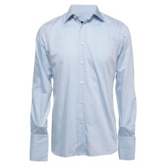 Ermenegildo Zegna Light Blue Cotton Full Sleeve Button Front Full Sleeve Shirt M