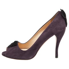 Prada Purple Suede Peep Toe Pumps Size 39