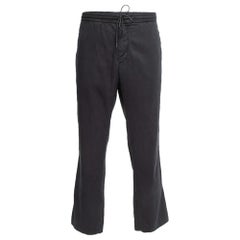 Z Zegna Schwarze Hose aus Baumwollmischung mit Kordelzug an der Taille XXL/Taille 37"
