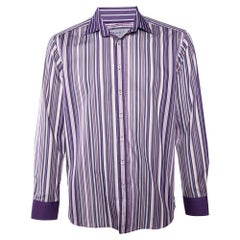 I.Etro Purple Striped Cotton Button Front Shirt L